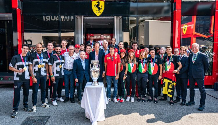 Monza, gli olimpionici azzurri e la coppa di Euro 2020 con la Ferrari per il GP di Formula 1