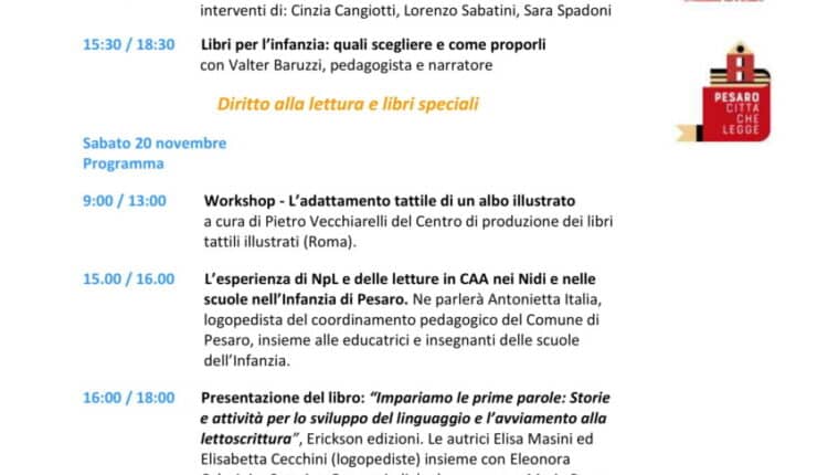 Pesaro, anche la città che legge aderisce alla settimana nazionale 