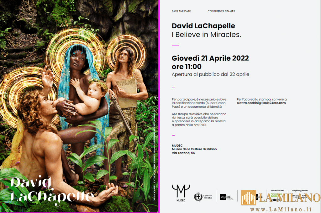 Milano, il MUDEC presenta “David LaChapelle. I Believe in Miracles”: oltre 90 opere per presentare un mondo nuovo e migliore