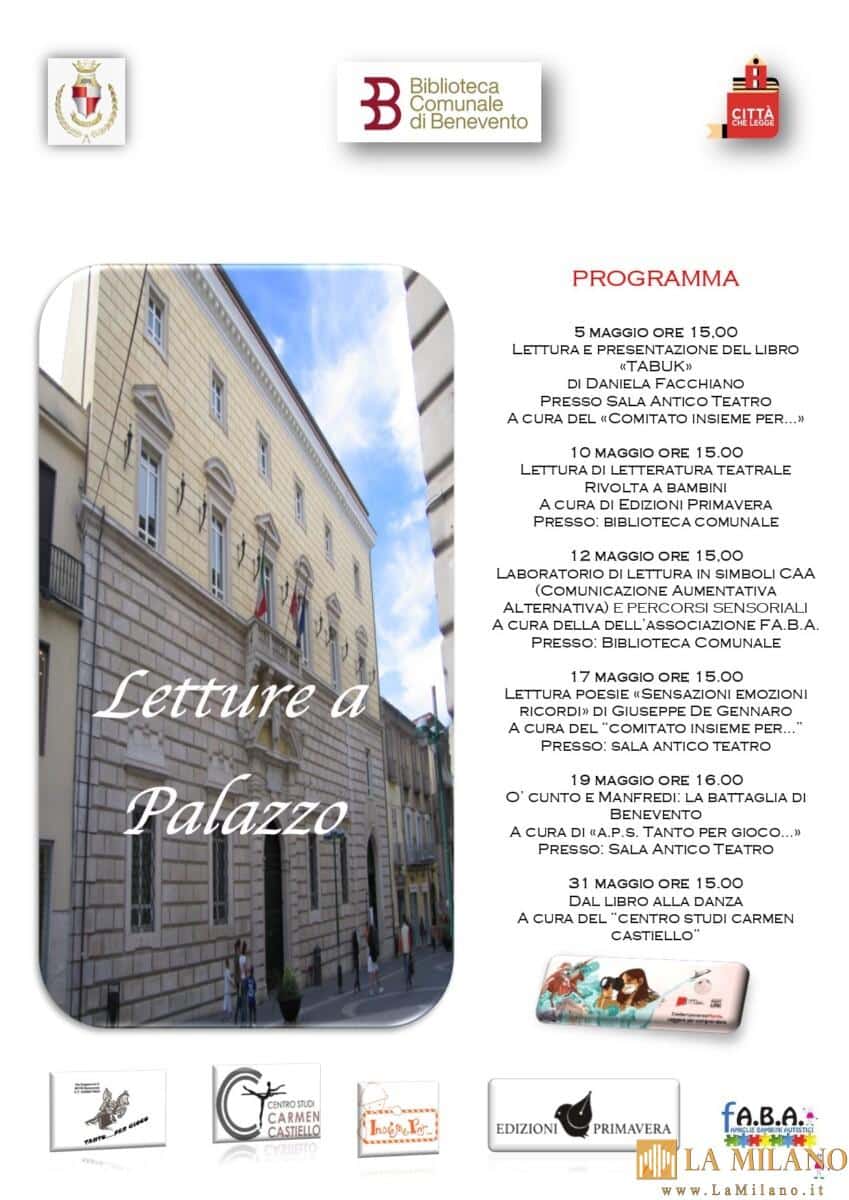 Benevento, il calendario della III° edizione della rassegna “Letture a Palazzo”