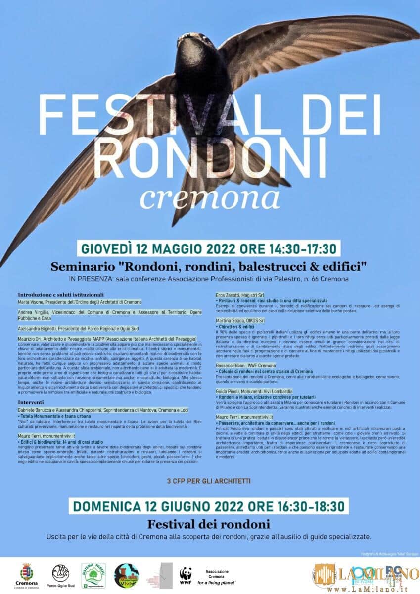 Cremona, ospita l’edizione 2022 del Festival dei rondoni