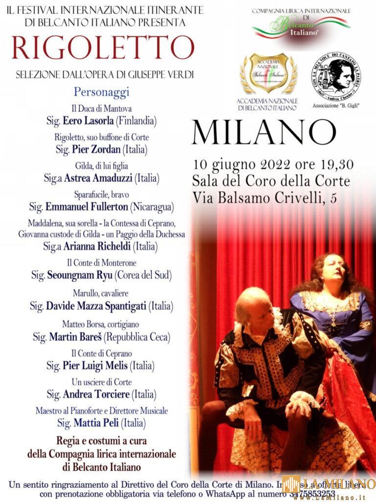 Milano, il Festival Internazionale itinerante di Belcanto Italiano mette in scena il “Rigoletto”