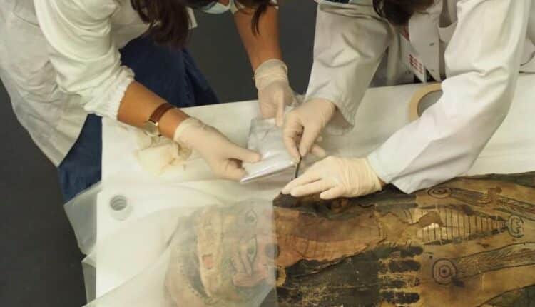 4_Restauro_mummia_sudario_dipinto_Foto_CCR-Venaria