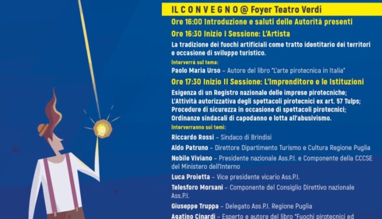 Brindisi, Regione Puglia organizza il primo convegno sulla pirotecnia.