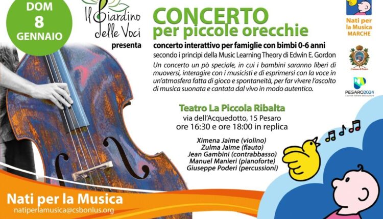 Pesaro, al Teatro La Piccola Ribalta un concerto interattivo per famiglie e bambini.