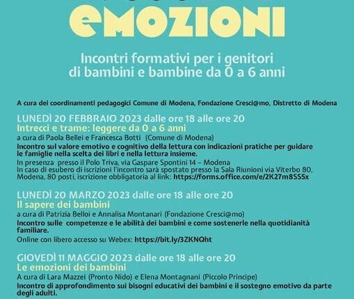 Modena, “a scuola di emozioni”: tre incontri informativi per genitori.
