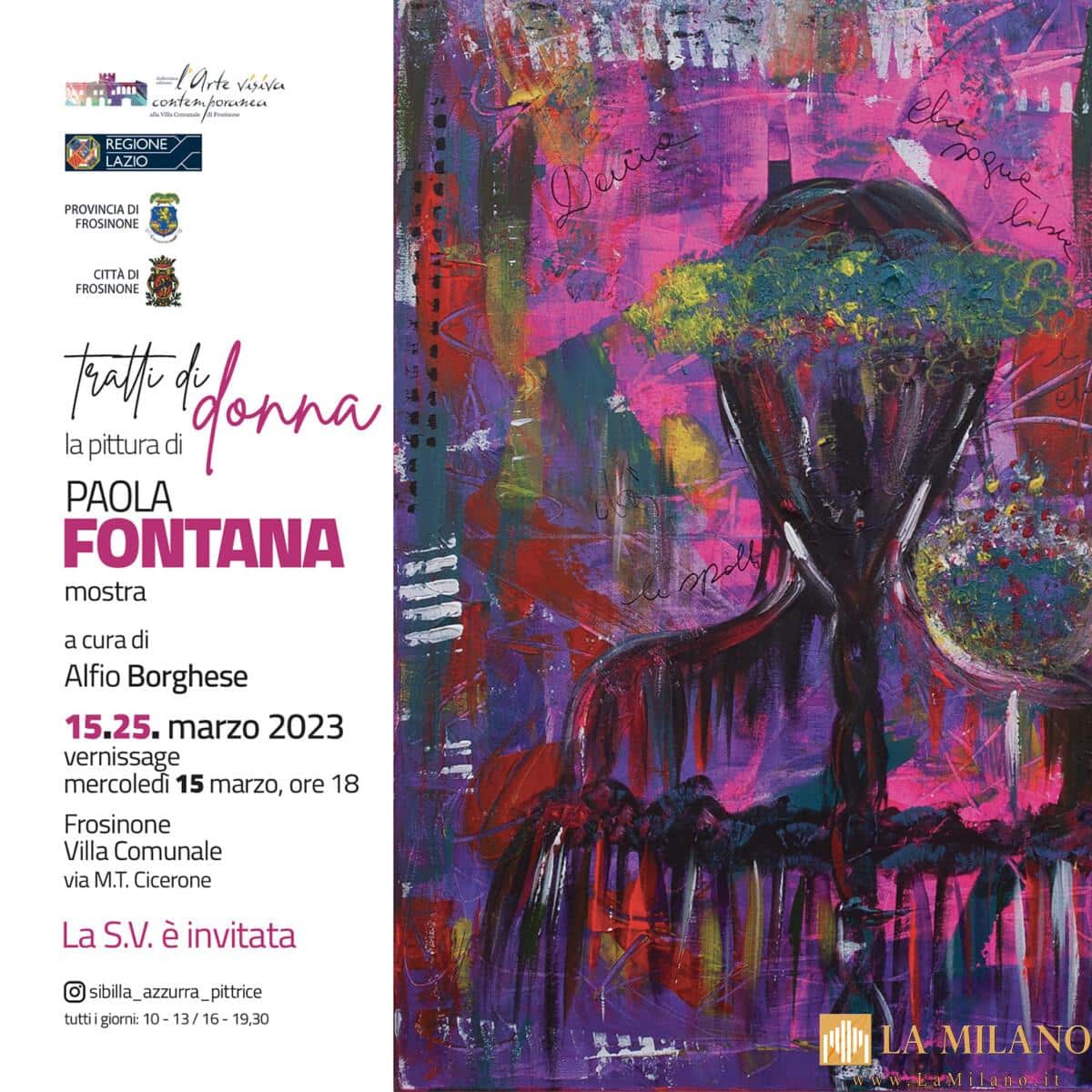 Frosinone: alla Villa Comunale arriva la mostra “Tratti di donna” di Paola Fontana