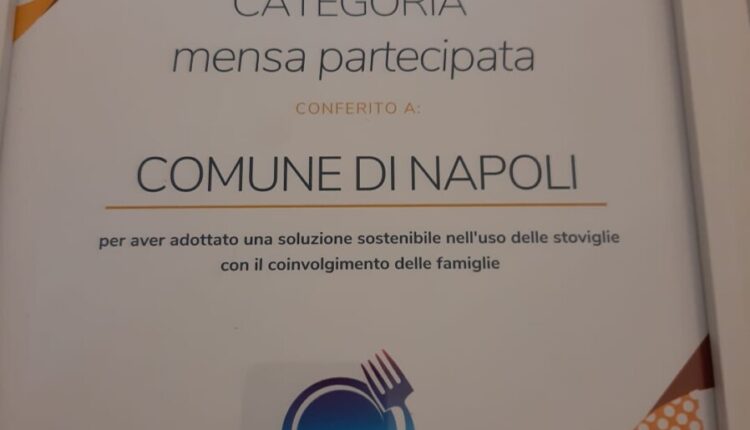 Napoli, il Comune è stato premiato al “Summit Della Mensa Scolastica” a Roma.