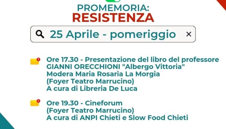 Chieti: “Resistenza, memoria al futuro 2023”, dal 21 aprile gli eventi dedicati al giorno della liberazione