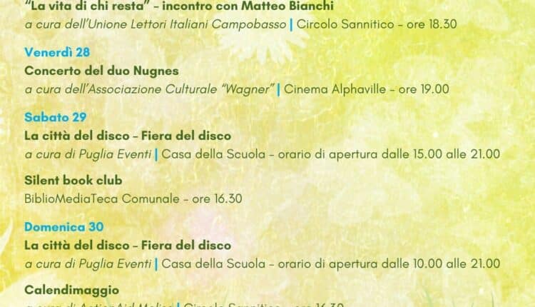 Campobasso: fine settimana ricco di appuntamenti con “Aprile in Città”. 