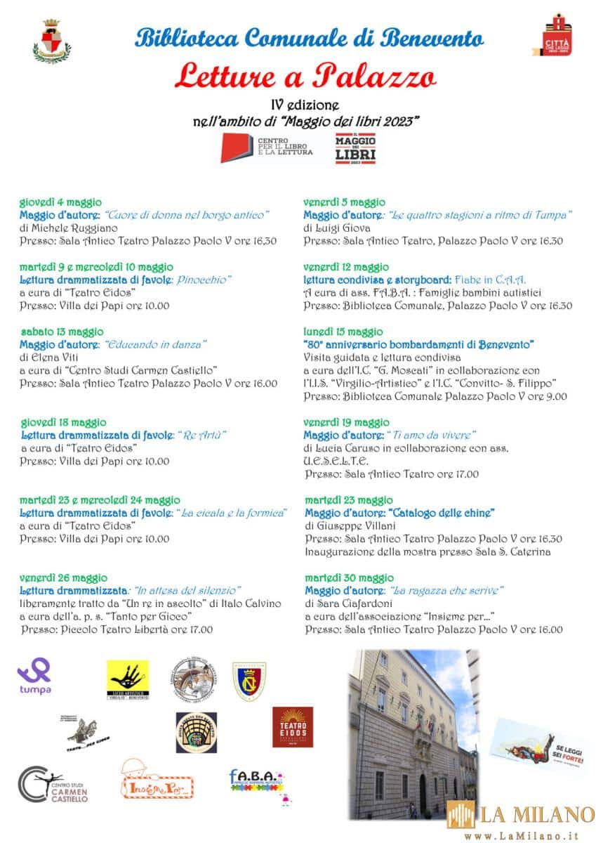Benevento: al via la quarta edizione della rassegna letteraria "Letture a Palazzo"