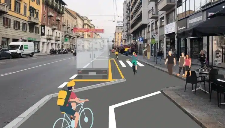 Da mercoledì 28 giugno iniziano i lavori notturni di posa di cordoli della ciclabile in Corso Buenos Aires a Milano.