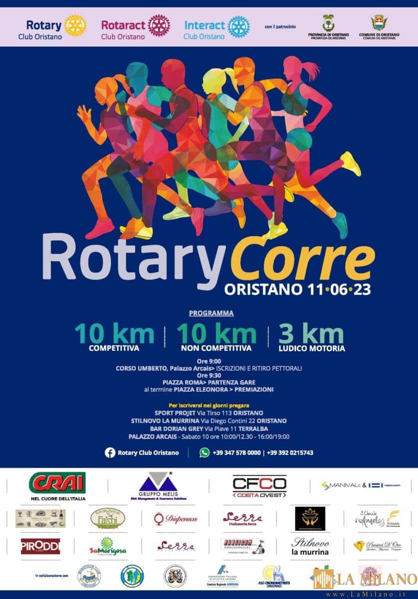 Oristano: Torna la Rotary Corre, la corsa benefica che coinvolge il centro storico di Oristano