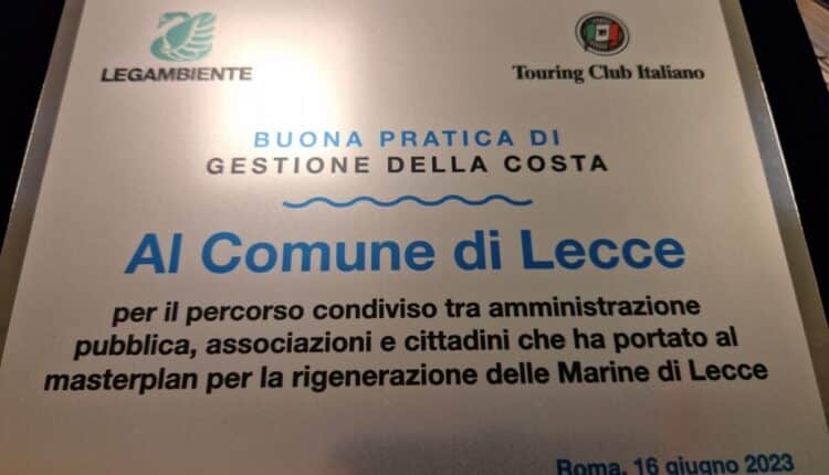 Lecce: il comune premiato per il masterplan di rigenerazione delle marine