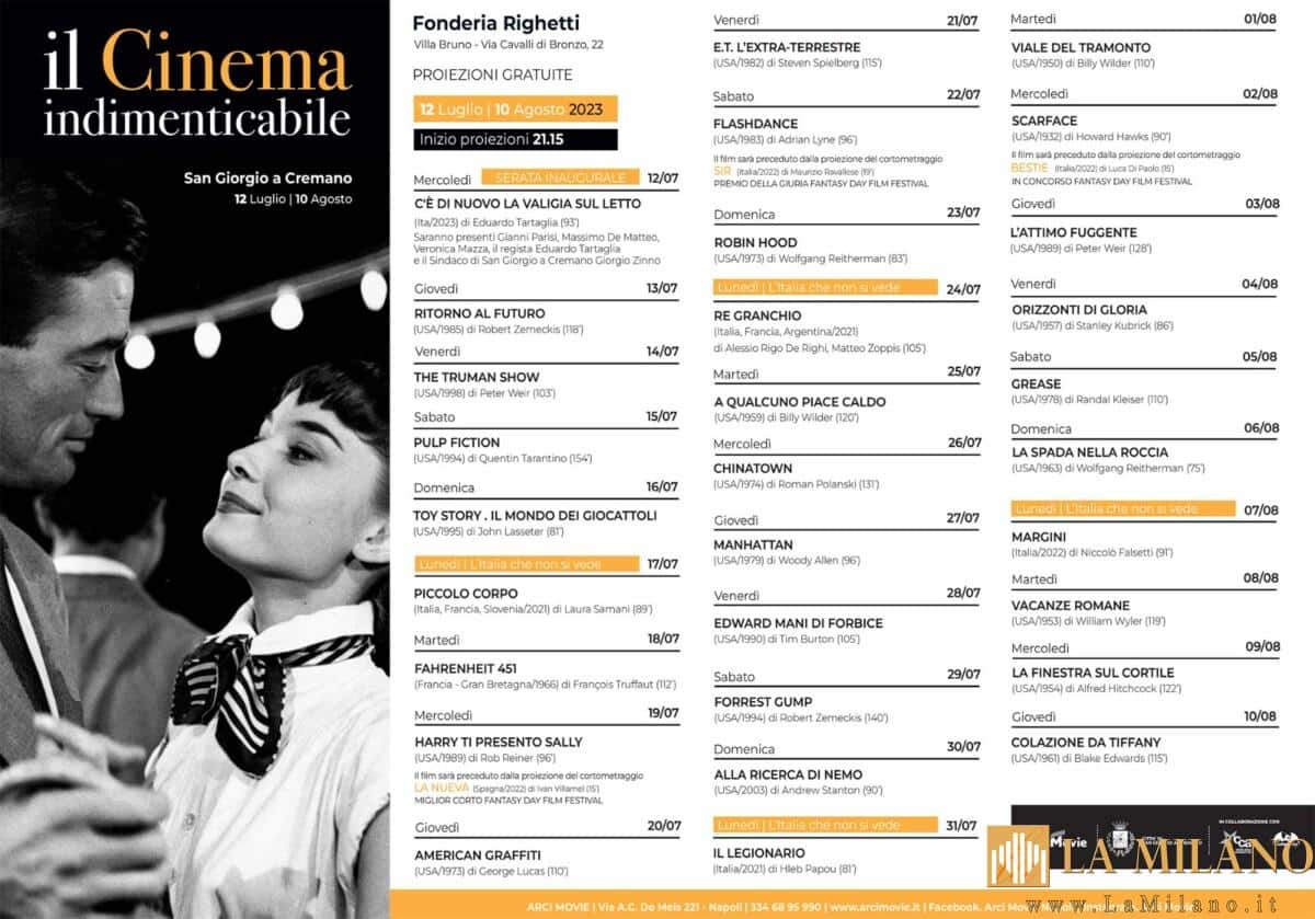 Napoli: "Il Cinema indimenticabile", film gratis per un mese a San Giorgio a Cremano