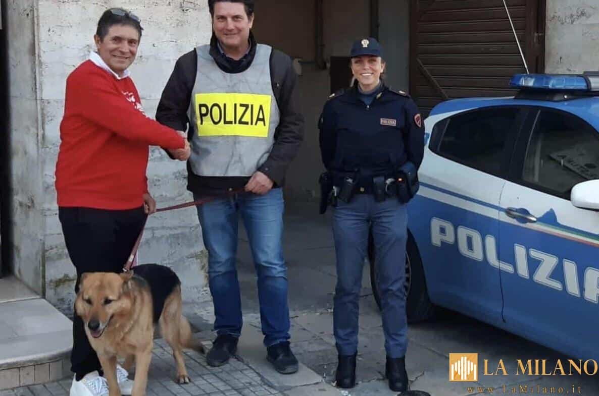 Lecce, la Polizia di Stato affida ad una famiglia un cucciolo di pastore tedesco di nome Rocky dopo un maltrattamento subito nel 2015.