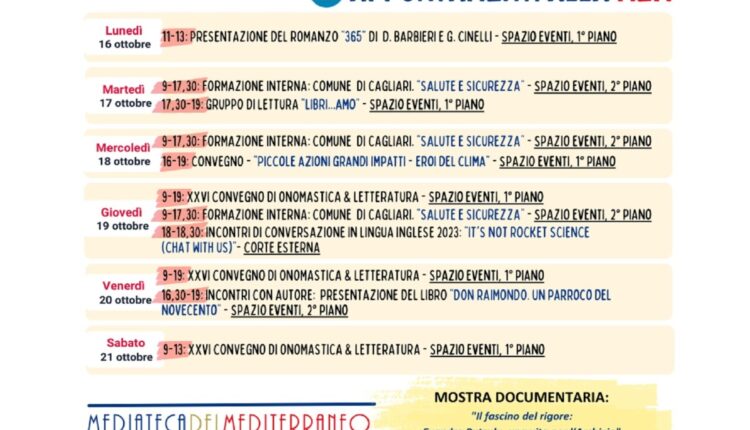 Cagliari: appuntamenti alla MEM dal 16 al 21 ottobre 2023