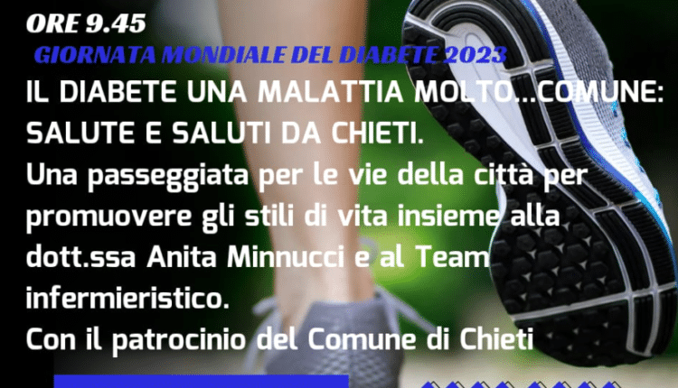Chieti: una passeggiata curativa per la Giornata Mondiale del Diabete, domenica 26 novembre