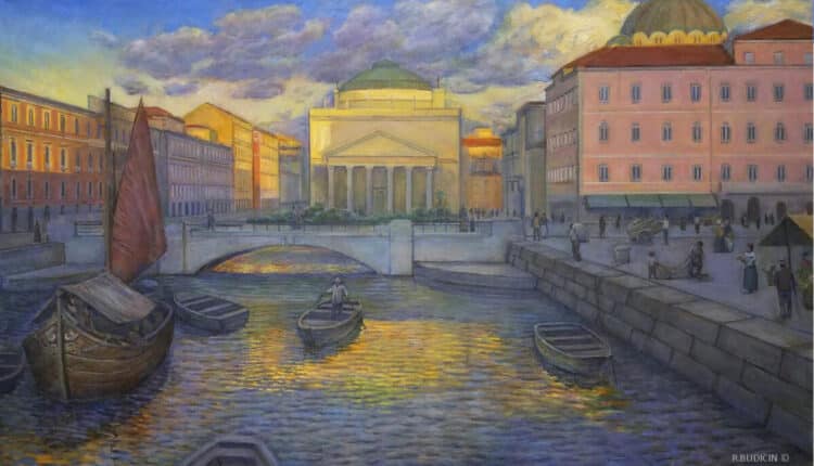 Trieste, alla sala comunale d'arte in piazza Unità d'Italia, inaugurazione della mostra personale del pittore Roberto Budicin "Paesaggi, vedute e ritratti"