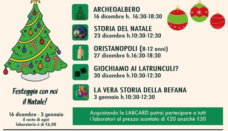 ristano: Natale al Museo, dal 16 dicembre al 3 gennaio laboratori per bambini all'Antiquarium arborense
