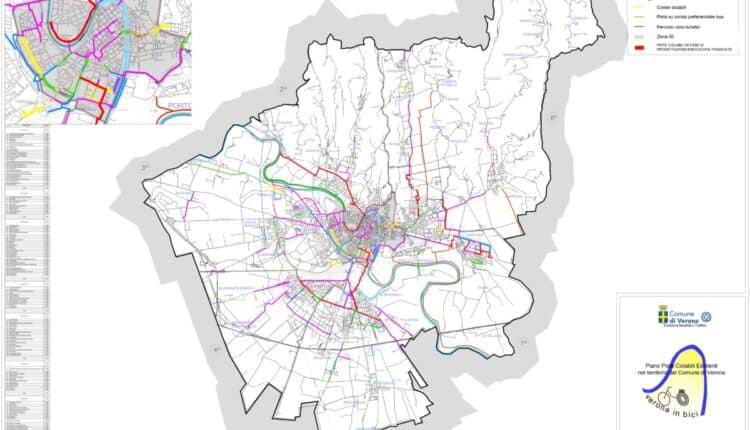 Verona: nuove ciclabili, il piano del comune di quasi 25 km di percorsi per un investimento di oltre 8 milioni di euro.