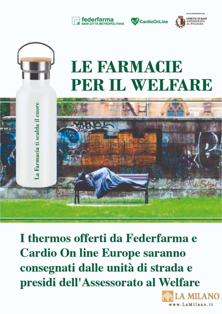 Bari, farmacie per il welfare: al via l’iniziativa promossa dall’assessorato al Welfare e da Federfarma nell’ambito del Piano freddo