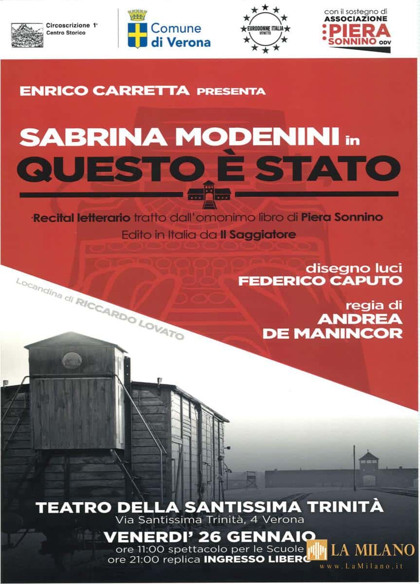 Verona, Giorno della Memoria 2024, il monologo "Questo è stato" tratto dal diario di Piera Sonnino