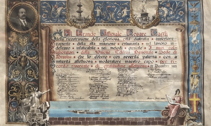 Messina: in esposizione dopo 100 anni la Pergamena della ricostruzione di Messina del post terremoto 1908