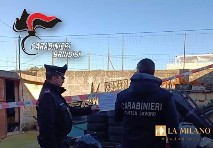 Carovigno, Brindisi: i Carabinieri sequestrano garage adibito a officina abusiva.