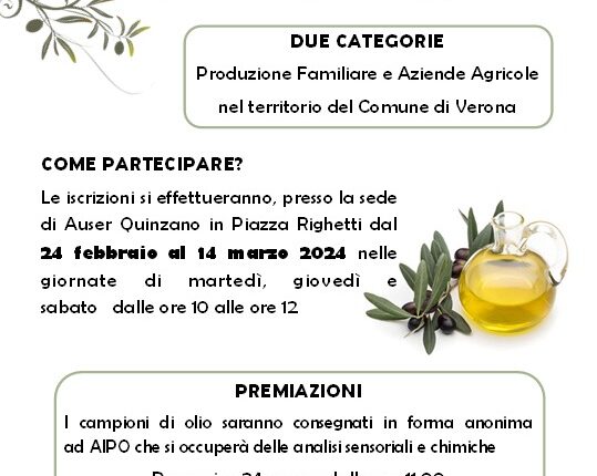 A Quinzano il concorso per premiare il miglior olio veronese.