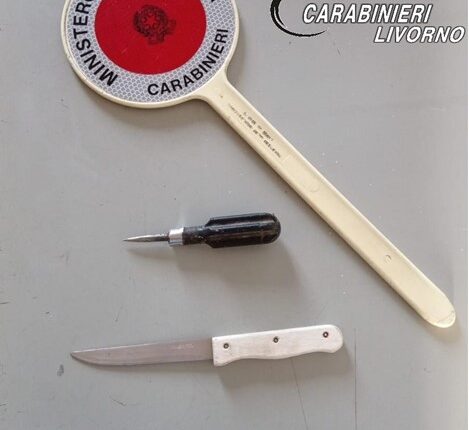 Piombino, controlli capillari del territorio per contrastare la criminalità. Cittadino sorpreso con due coltelli in auto e denunciato dai Carabineri