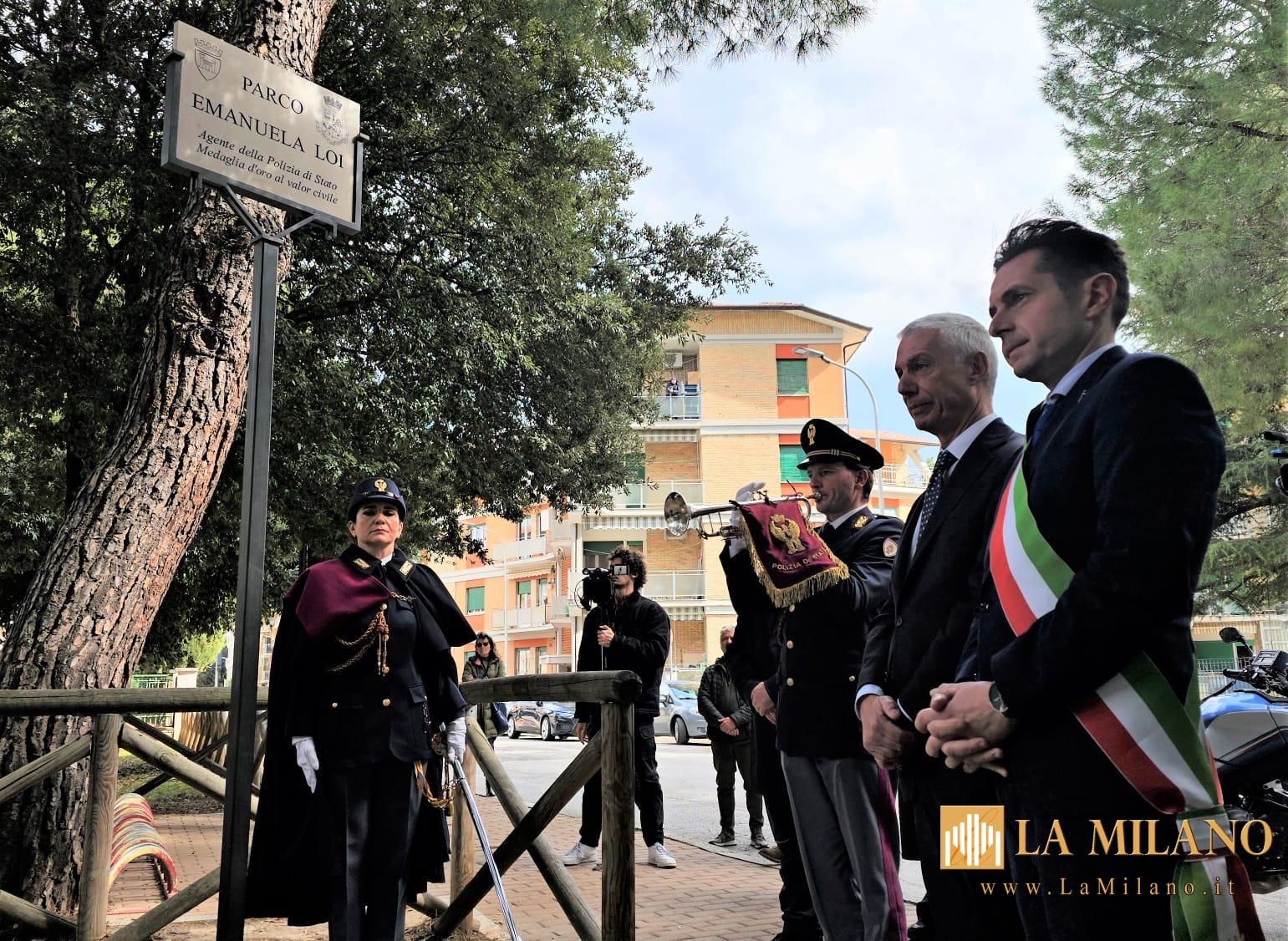 Ascoli Piceno: il Vice Capo della Polizia Vittorio Rizzi intitola il parco giochi di via Verdi alla memoria dell'agente della Polizia di Stato Emanuela Loi.