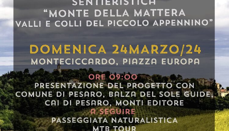 Rete sentieristica di Monteciccardo (PU): domenica l'inaugurazione con la passeggiata e un mtb tour gratuiti