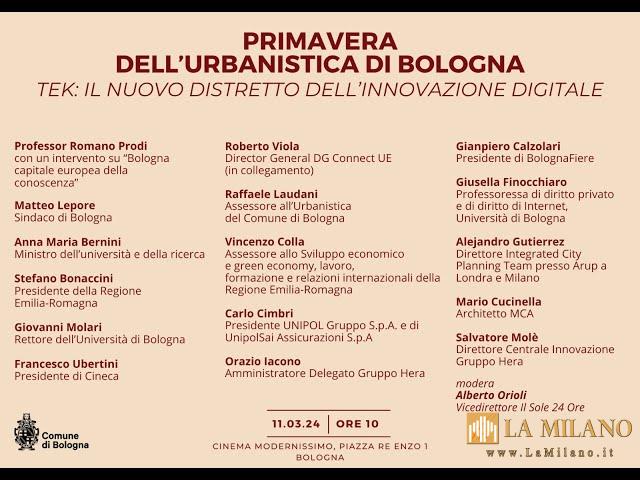Primavera dell'Urbanistica di Bologna: parte il TEK (Technology, Entertainment, Knowledge), il nuovo distretto dell'innovazione digitale.