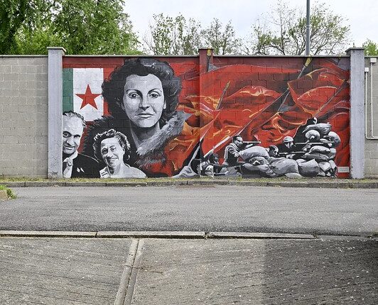 Milano è Memoria. Il volto di Partigiane e Partigiani su un murale alla cittadella degli archivi.