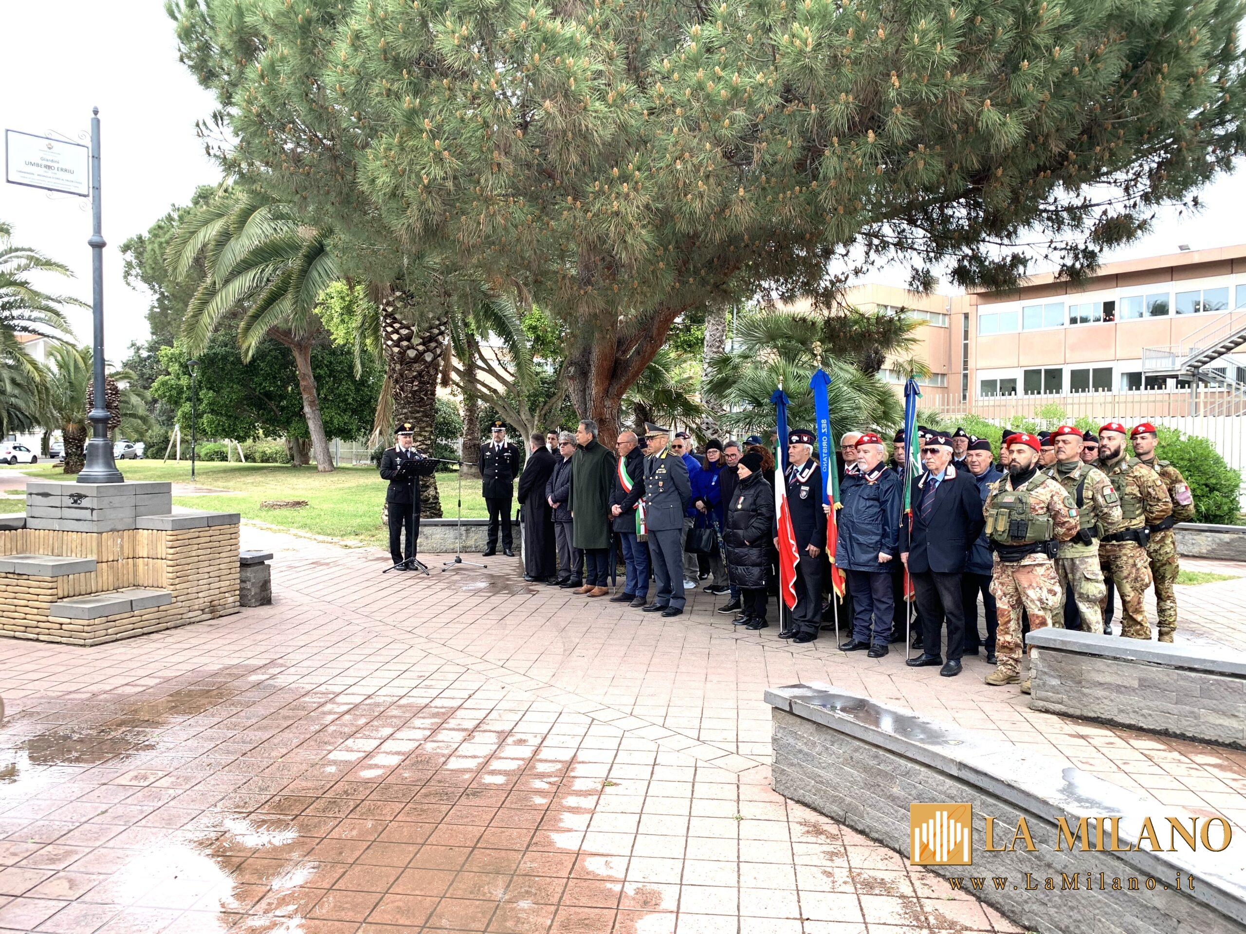 Oristano, commemorazione del 36° anniversario dell'uccisione del Carabiniere Umberto Erriu presso i Giardini di Via Messina