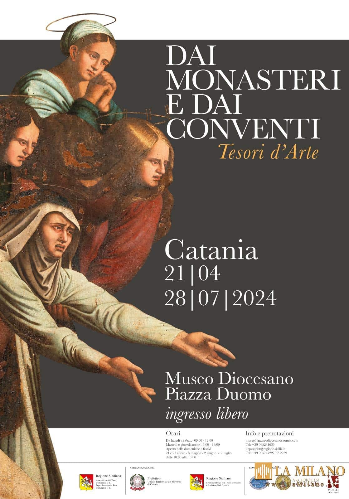 Catania. Apre da sabato 20 aprile la mostra "Dai monasteri e dai conventi" sul patrimonio artistico degli ordini religiosi.