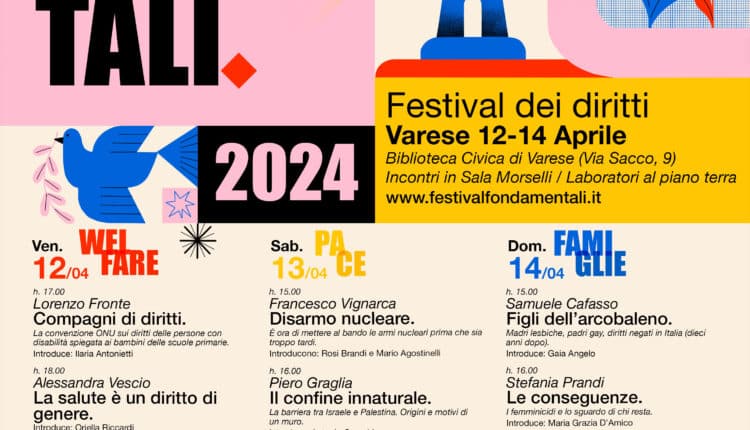 "Fondamentali". Il Festival dei Diritti arriva a Varese: dal 7 al 14 aprile in Biblioteca. Tre giornate dedicate a tre diritti fondamentali: welfare, pace e famiglie