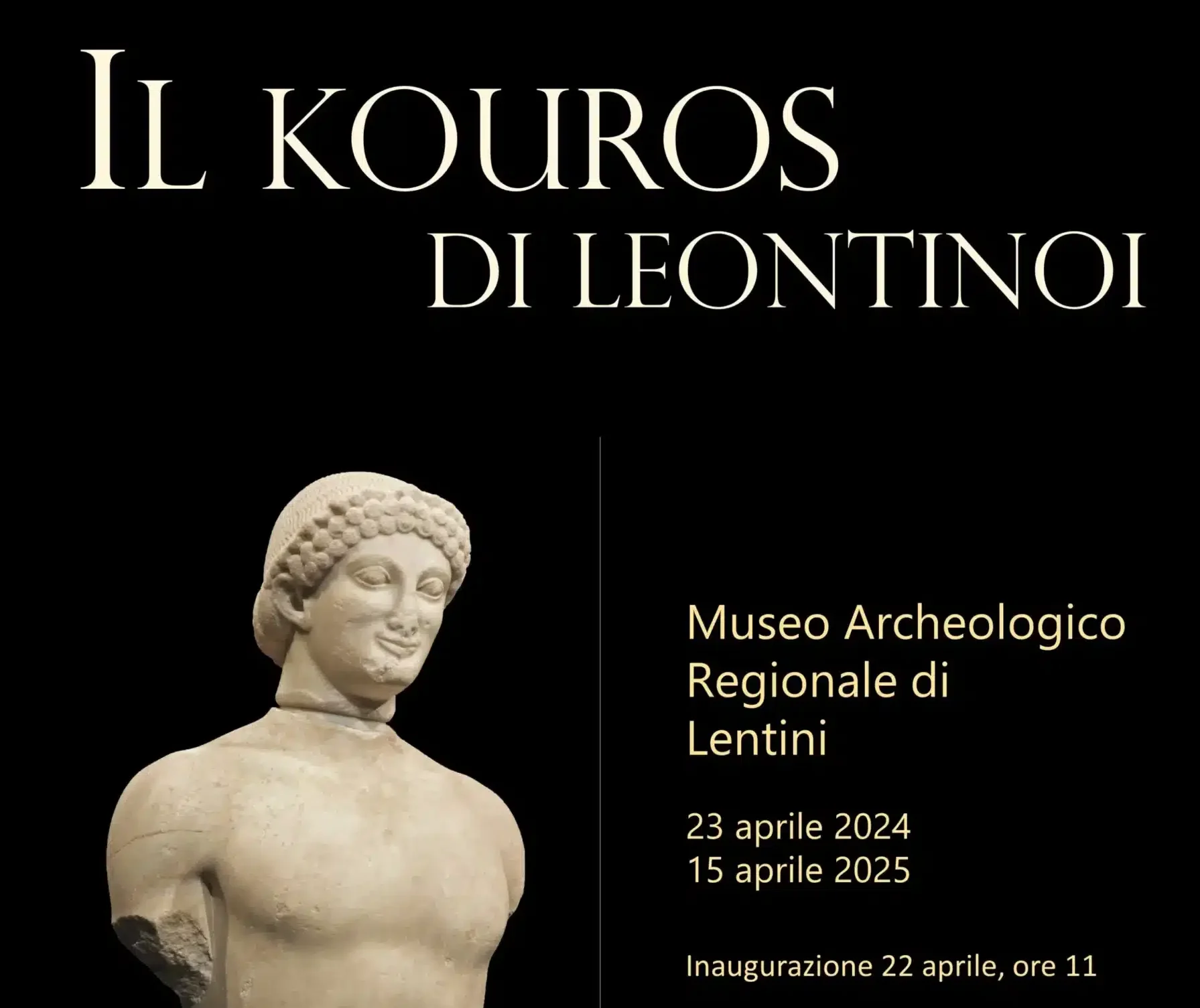Sicilia. Inaugurazione del Kouros presso il museo archeologico di Lentini il 22 aprile.