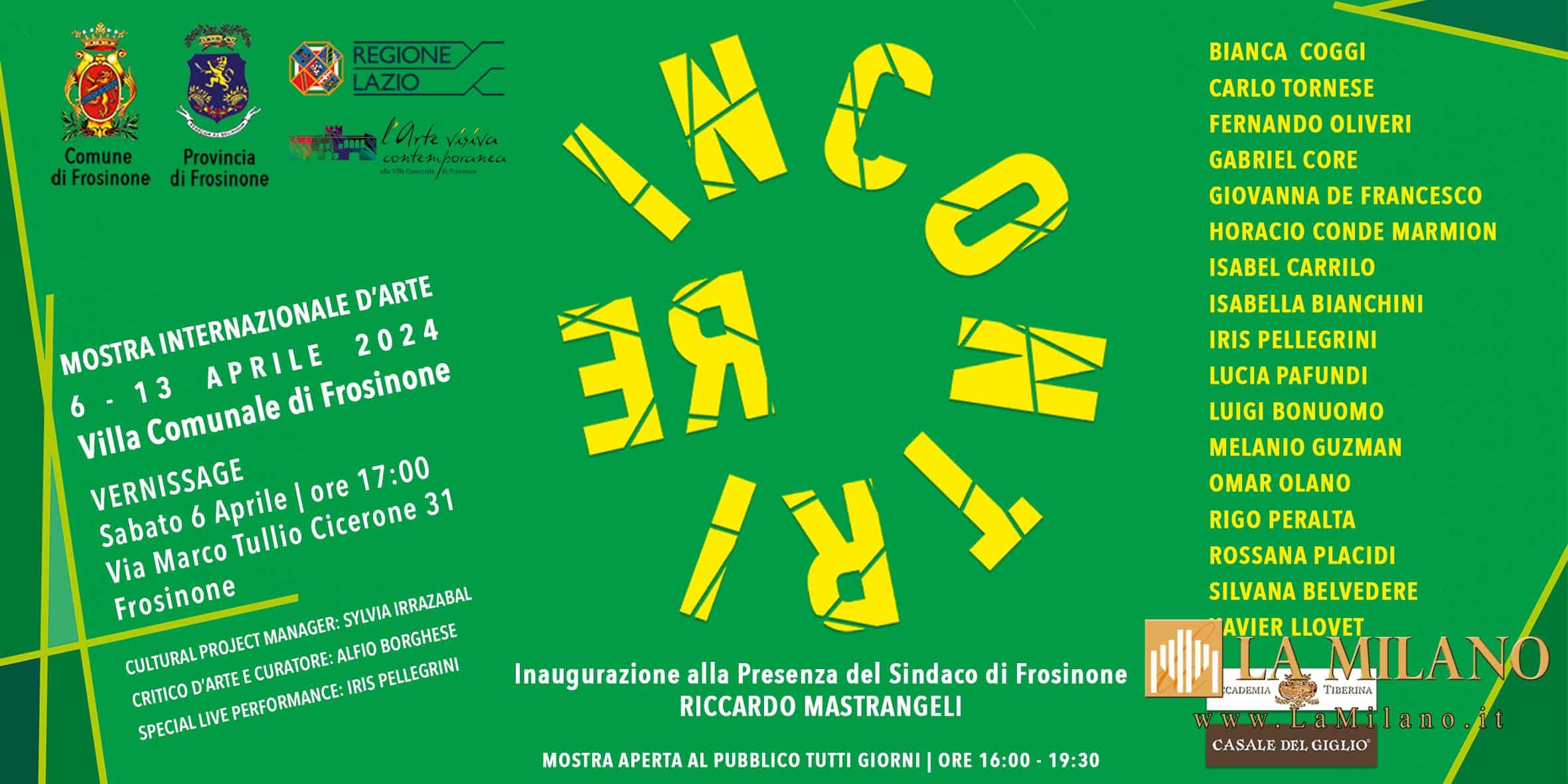 Frosinone. Mostra internazionale d'arte contemporanea: "ReIncontri" alla Villa comunale dal 6 al 13 aprile 