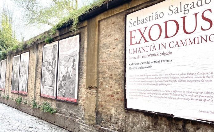 Ravenna: le riproduzioni delle fotografie di Sebastião Salgado nella galleria a cielo aperto in via Zirardini.