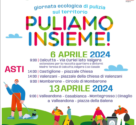 Asti, "PULIAMO Insieme!" Anno 2024. Due giornate per un'azione concreta di sensibilizzazione sociale.