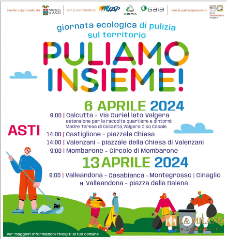 Asti, "PULIAMO Insieme!" Anno 2024. Due giornate per un'azione concreta di sensibilizzazione sociale.