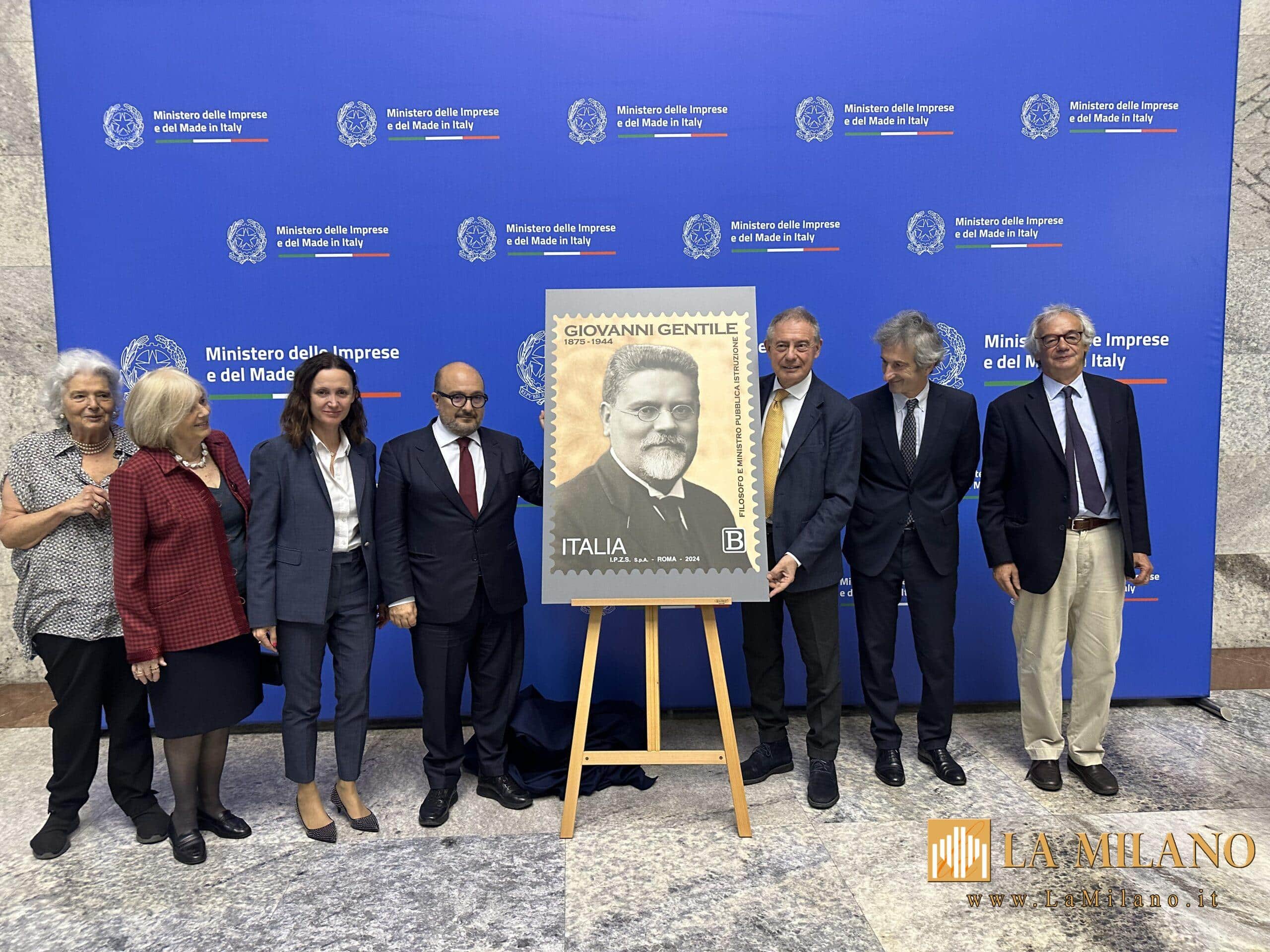 Roma. Presentato il francobollo commemorativo di Giovanni Gentile, nell'80° anniversario della scomparsa. Presente il ministro della Cultura, Gennaro Sangiuliano.