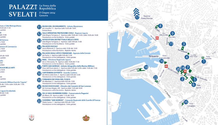 Genova, in occasione della festa della repubblica torna "Palazzi Svelati": apertura straordinaria al pubblico dei palazzi delle istituzioni tra cui quello della Regione