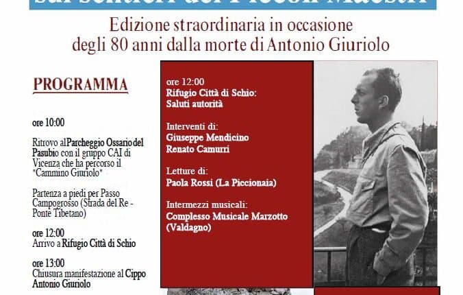 Vicenza, un pellegrinaggio civile nei luoghi del Capitano Giuriolo a 80 anni dalla sua scomparsa