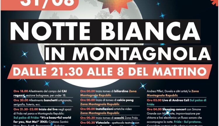 Bologna: "Notte bianca in Montagnola" oltra a concerti, spettacoli e attività sabato 31 gli under18 potranno trascorrere una notte sotto le stelle