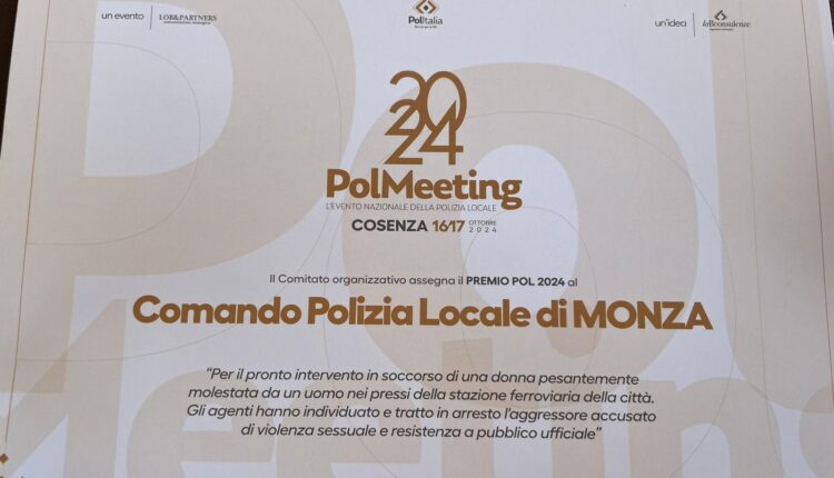 Monza: "PolMeeting 2024", riconoscimento consegnato a tre agenti