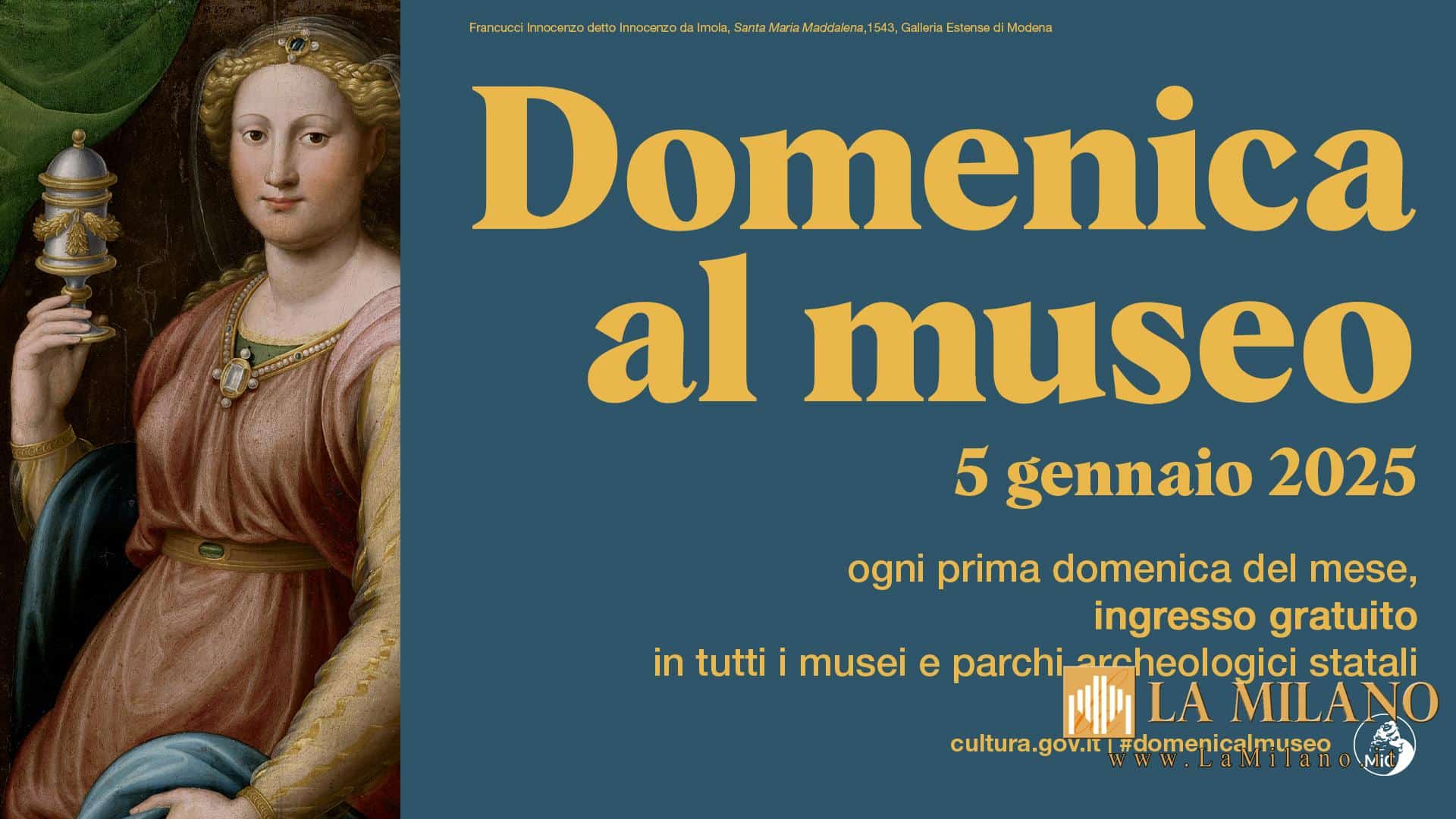 Cultura: il 5 gennaio torna la #domenicalmuseo, le aperture festive proseguono con l'Epifania