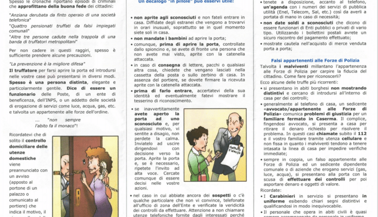 Suvereto: Incontro aperto con la cittadinanza, rivolto specialmente agli anziani. I consigli dei Carabinieri per prevenire nonché difendersi dalle truffe
